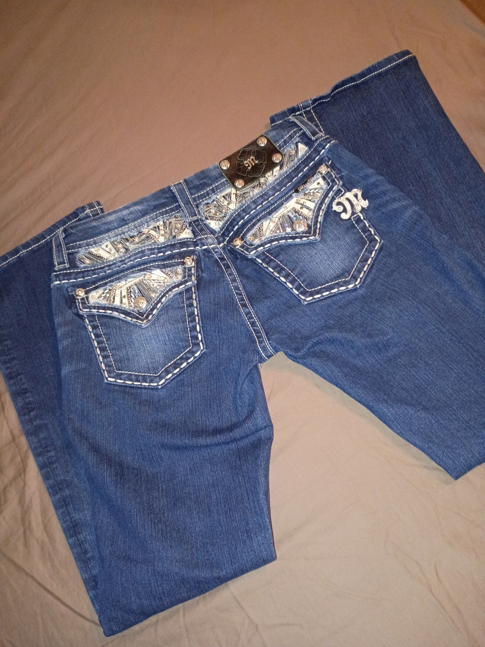 Miss Me Blue Boot Cut Jeans with Embroidered Back Pockets